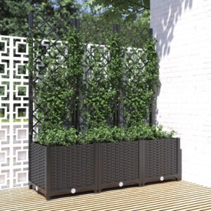 Black Garden Planter with Trellis  Weather-Resistant PP  Ideal for Outdoor Use  Supports Climbing Plants