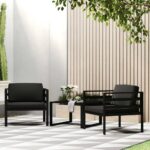 Aluminium Single Sofas Set of 2 with Cushions in Anthracite - Modular  Weather-Resistant  Comfortable