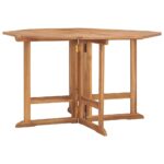 Solid Teak Wood Folding Garden Dining Table  Weather Resistant  Fine Sanded Finish  Space Saving