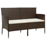 Stylish 3-Seater Garden Sofa with Cushion in Brown Poly Rattan  Weather Resistant  Comfortable