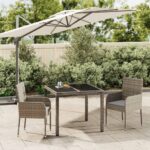 Stylish Grey Garden Dining Set with Cushions  Weather-Resistant Poly Rattan  Comfortable and Durable