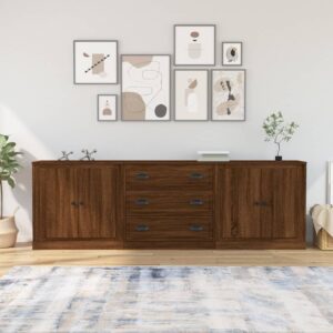 Sideboards 3 pcs Brown Oak Engineered Wood