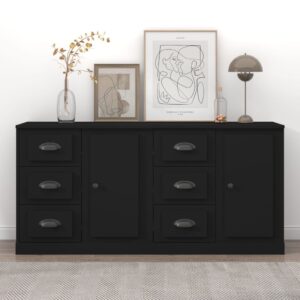 Sideboards 2 pcs Black Engineered Wood