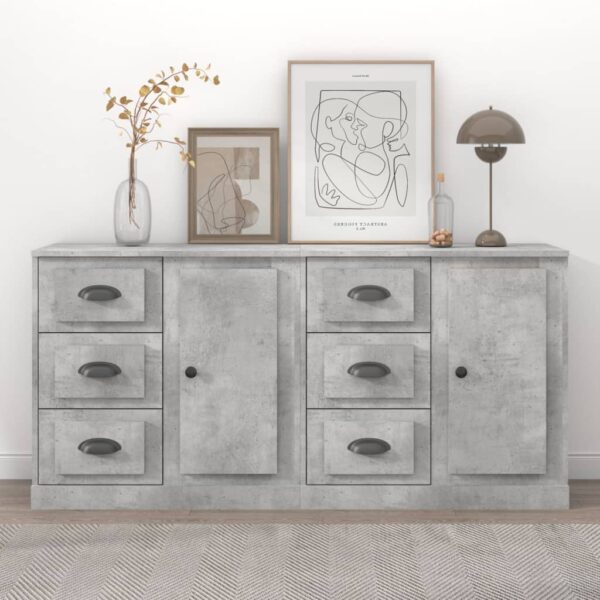 Sideboards 2 pcs Concrete Grey Engineered Wood