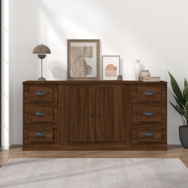 Sideboards 3 pcs Brown Oak Engineered Wood