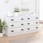 Classic White Engineered Wood Sideboards Set of 2 - Timeless Design  Durable  Ample Storage