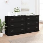 Classic Black Engineered Wood Sideboards Set of 2 - Timeless Design  Durable  Ample Storage