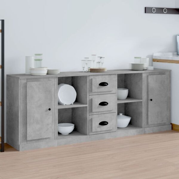 Sideboards 3 pcs Concrete Grey Engineered Wood