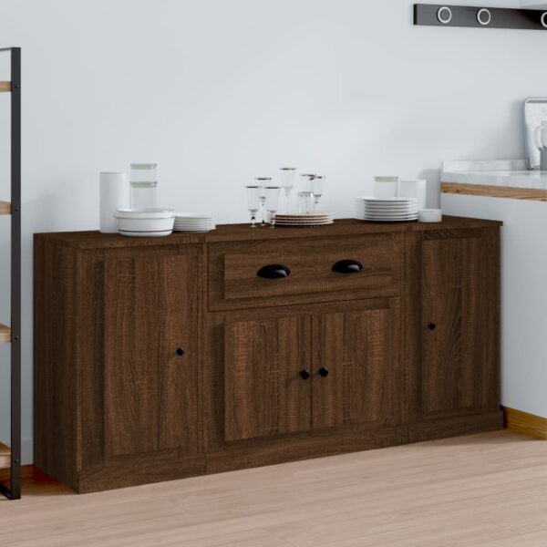 Sideboards 3 pcs Brown Oak Engineered Wood