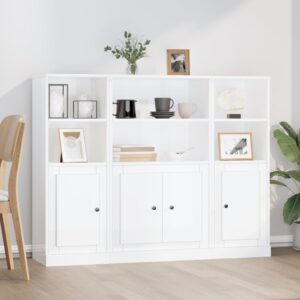 High Gloss White Highboards Set of 3  Engineered Wood  Stylish and Durable with Ample Storage