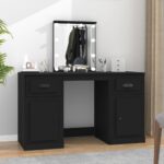 Dressing Table with LED Black 130x50x132.5 cm