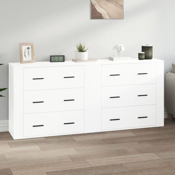 Sideboards 2 pcs High Gloss White Engineered Wood