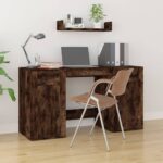 Desk with Cabinet Smoked Oak Engineered Wood