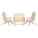 4 Piece Garden Lounge Set Solid Wood Spruce