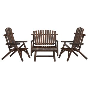 4 Piece Garden Lounge Set Solid Wood Spruce