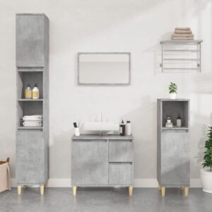 4 Piece Bathroom Furniture Set Concrete Grey Engineered Wood