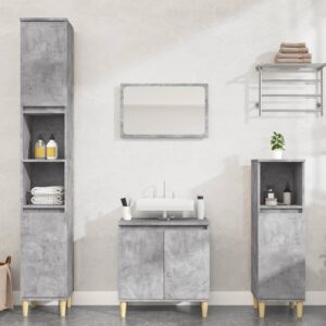 3 Piece Bathroom Furniture Set Concrete Grey Engineered Wood