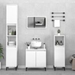 High Gloss White 3 Piece Bathroom Furniture Set  Engineered Wood  Spacious Storage  Durable