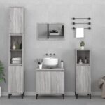 3 Piece Bathroom Furniture Set Grey Sonoma Engineered Wood