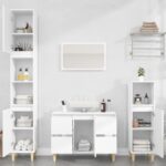 White 3 Piece Bathroom Furniture Set  Engineered Wood  Spacious Storage  Easy to Clean