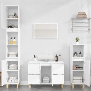 White 3 Piece Bathroom Furniture Set  Engineered Wood  Spacious Storage  Easy to Clean