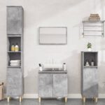 2 Piece Bathroom Furniture Set Concrete Grey Engineered Wood