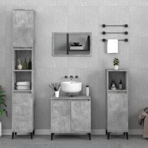 2 Piece Bathroom Furniture Set Concrete Grey Engineered Wood