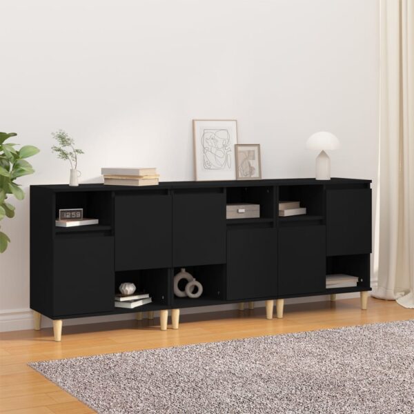 Sideboards 3 pcs Black 60x35x70 cm Engineered Wood