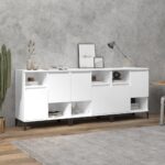 Classic White Sideboards Set of Three  Engineered Wood  Ample Storage  Easy Assembly