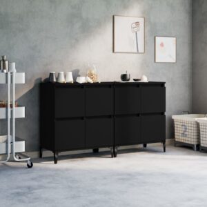 Classic Black Sideboards Set of 2  Engineered Wood  Ample Storage  Easy to Clean  Stable