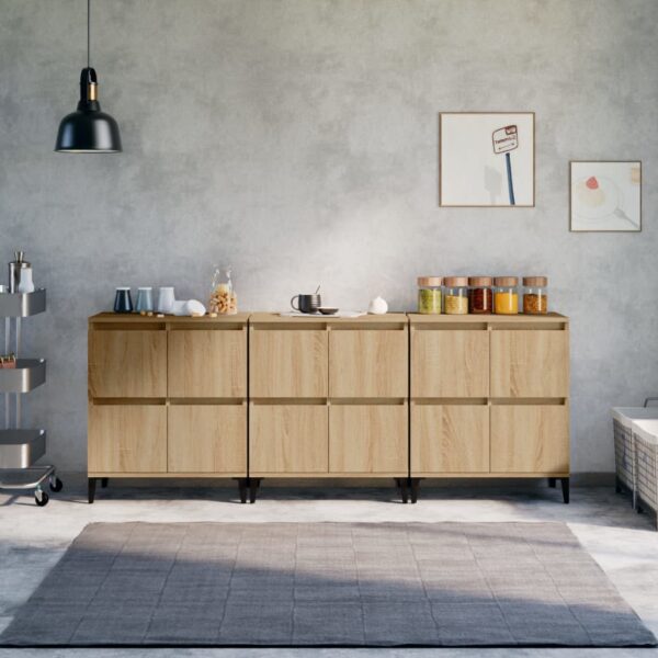 Sideboards 3 pcs Sonoma Oak 60x35x70 cm Engineered Wood