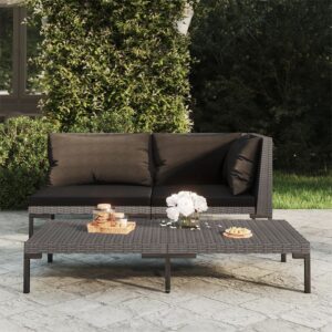 Half Round Poly Rattan Garden Sofa with Cushions  Dark Grey Outdoor Seating  Weather Resistant