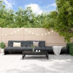 4 Piece Garden Lounge Set with Cushions Black Solid Wood