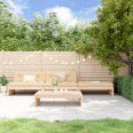 4 Piece Garden Lounge Set with Cushions Solid Wood