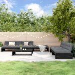 6 Piece Garden Lounge Set with Cushions Black Solid Wood