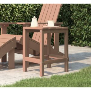 Outdoor Garden Adirondack Table in Brown HDPE Weather-Resistant UV-Resistant Low Maintenance