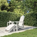 White Garden Adirondack Chair with Detachable Footstool  Weather-Resistant HDPE  Low Maintenance