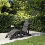 High Quality Garden Adirondack Chair with Detachable Footstool  Weather-Resistant HDPE  Anthracite