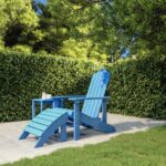 Aqua Blue Garden Adirondack Chair with Detachable Footstool  Weather-Resistant HDPE  Low Maintenance