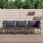 Outdoor Garden Lounge Set with Cushions  Anthracite Poly Rattan  Weather Resistant  Comfortable Seating