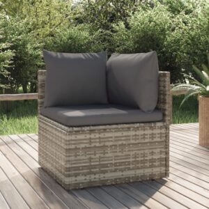 Stylish Grey Garden Corner Sofa with Cushions  Poly Rattan Material  Weather Resistant  Comfortable Seating  Ample Storage Space