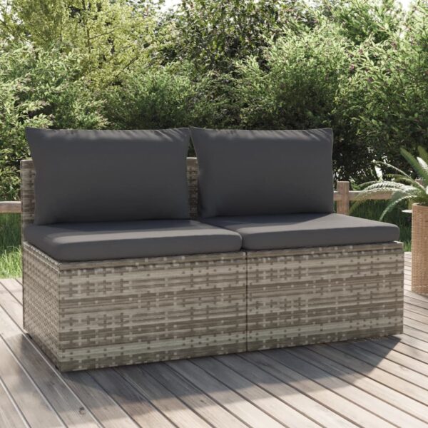 Stylish Grey Garden Sofa with Cushions  Poly Rattan Material  Weather Resistant  Comfortable Seating  Ample Storage Space