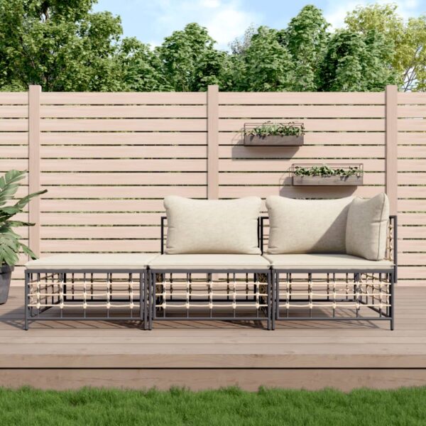 Outdoor Garden Lounge Set with Cushions  Anthracite Poly Rattan  Weather-Resistant  Comfortable