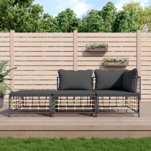 Outdoor Garden Lounge Set with Cushions  Anthracite Poly Rattan  Weather Resistant  Comfortable  Modular Design