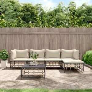 6 Piece Garden Lounge Set with Cushions Anthracite Poly Rattan