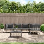 6 Piece Garden Lounge Set with Cushions Anthracite Poly Rattan