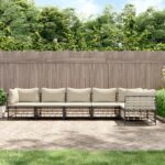 6 Piece Garden Lounge Set with Cushions Anthracite Poly Rattan