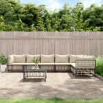 8 Piece Garden Lounge Set with Cushions Anthracite Poly Rattan