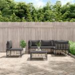 6 Piece Garden Lounge Set with Cushions Anthracite Poly Rattan