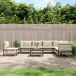 8 Piece Garden Lounge Set with Cushions Anthracite Poly Rattan